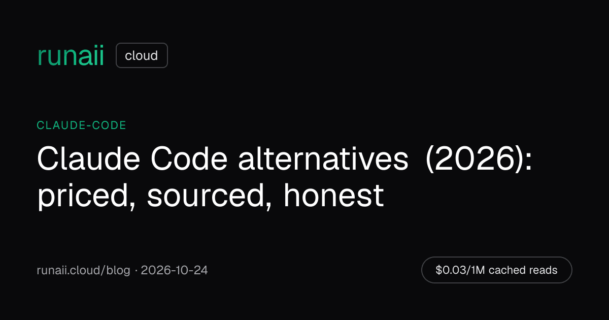 Claude Code alternatives (2026): priced, sourced, honest — illustrated summary card